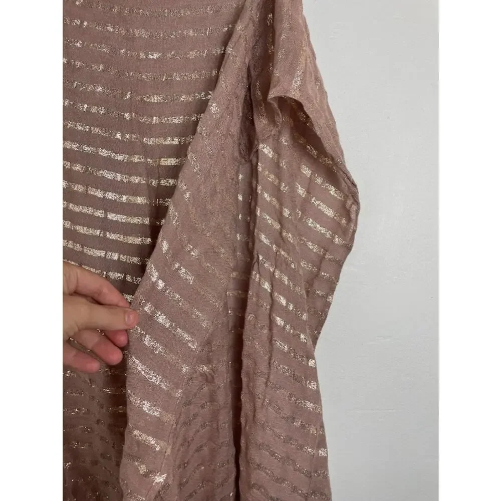 Dusty Rose Pink Metallic Striped Scarf Light Weight Blush Pink Boho Wrap 70X25